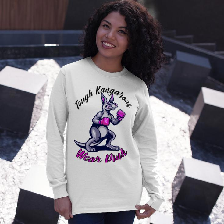 Tough Kangaroos Wear Pink In Support Of Breast Cancer Awareness Long Sleeve  T-Shirt - Monsterry UK