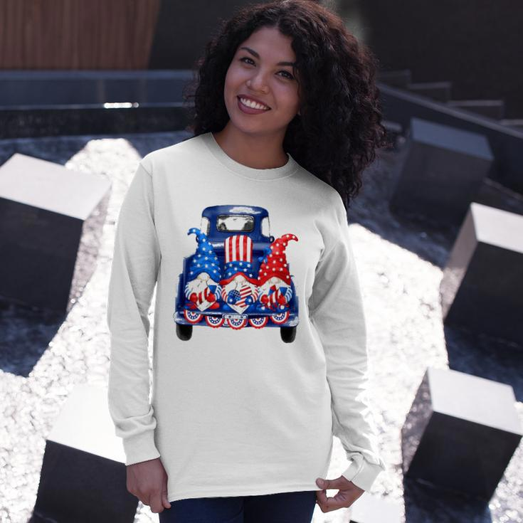 Usa Patriotic Gnomes With American Flag Hats Riding Truck Long Sleeve T-Shirt T-Shirt Gifts for Her