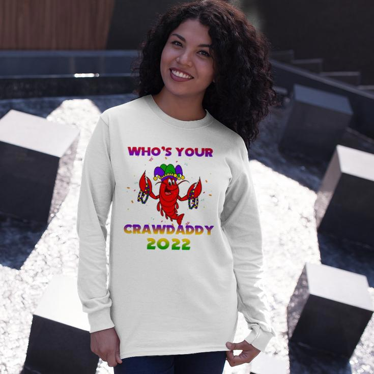 Whos Your Crawdaddy Crawfish Flag Mardi Gras Long Sleeve T-Shirt T-Shirt Gifts for Her
