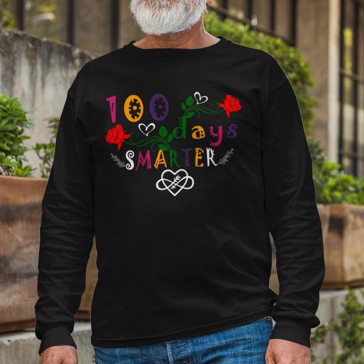 100 Days Smarter Shirt Happy 100Th Day Of School Long Sleeve T-Shirt Gifts for Old Men