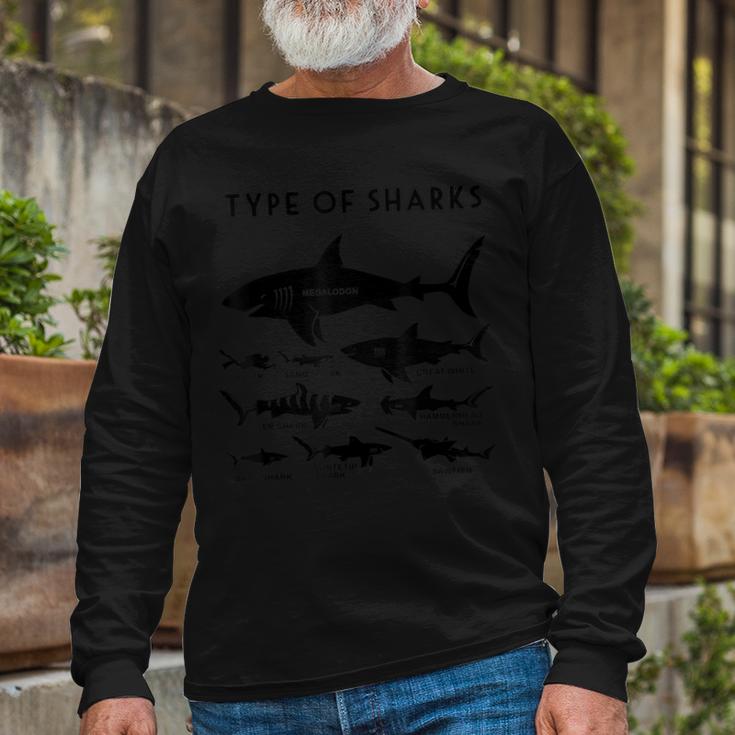 Types Of Shark Funny Ocean Creatures Educational Unisex Long Sleeve