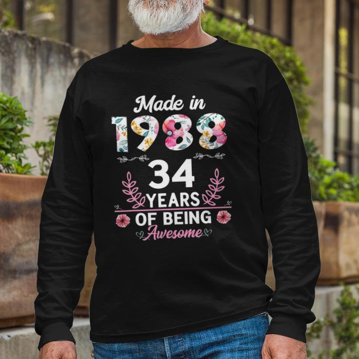 34 Years Old 34Th Birthday Born In 1988 Girls Long Sleeve T-Shirt Gifts for Old Men