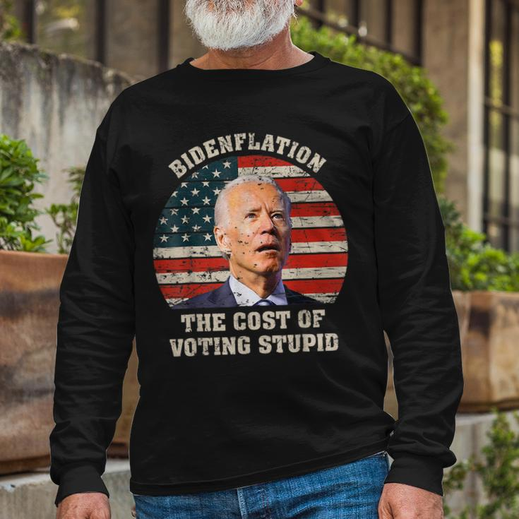 4Th Of July Bidenflation The Cost Of Voting Stupid Biden Long Sleeve T-Shirt Gifts for Old Men