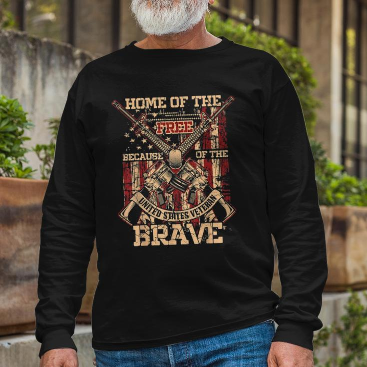 4Th Of July Military Home Of The Free Because Of The Brave Long Sleeve T-Shirt T-Shirt Gifts for Old Men