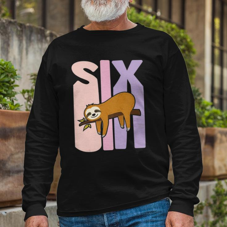 6 Years Old Cute Sloth Birthday Girl 6Th B-Day Long Sleeve T-Shirt T-Shirt Gifts for Old Men