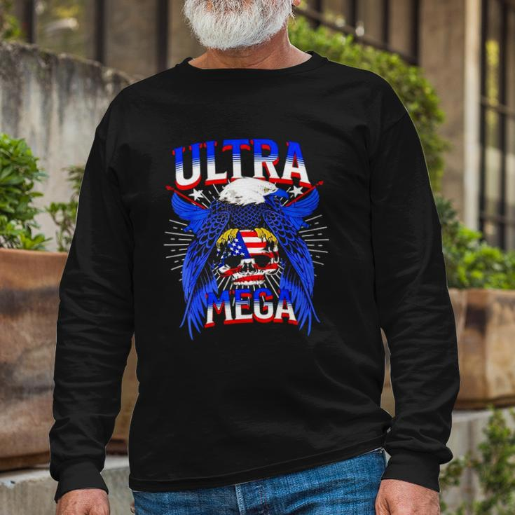 America Eagle Skull Ultra Mega The Great Maga King Ultra Mega Patriot Long Sleeve T-Shirt T-Shirt Gifts for Old Men