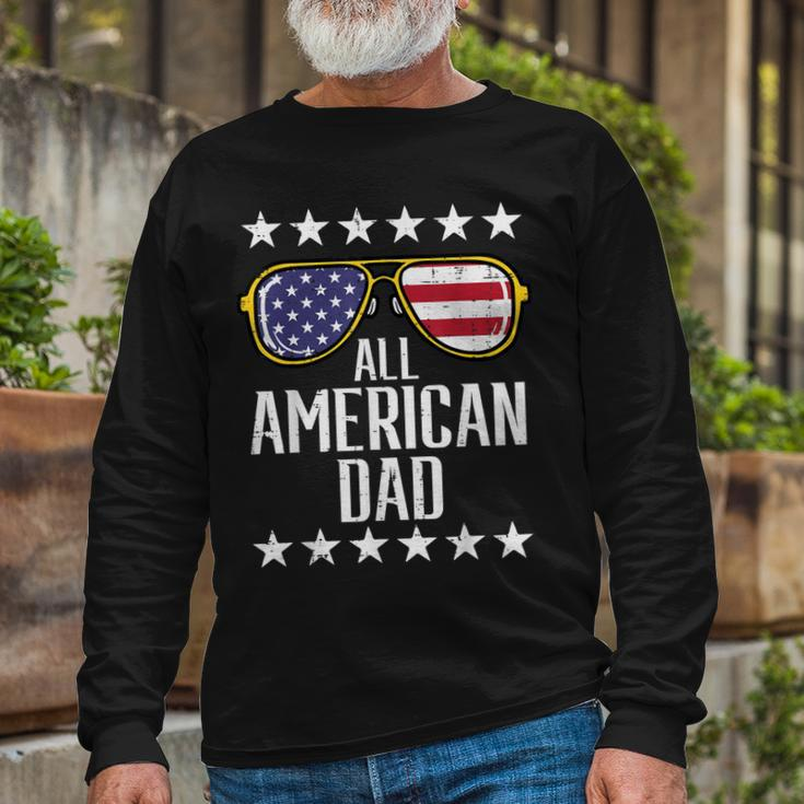 All American Dad 4Th Of July Memorial Day Matching Long Sleeve T-Shirt Gifts for Old Men