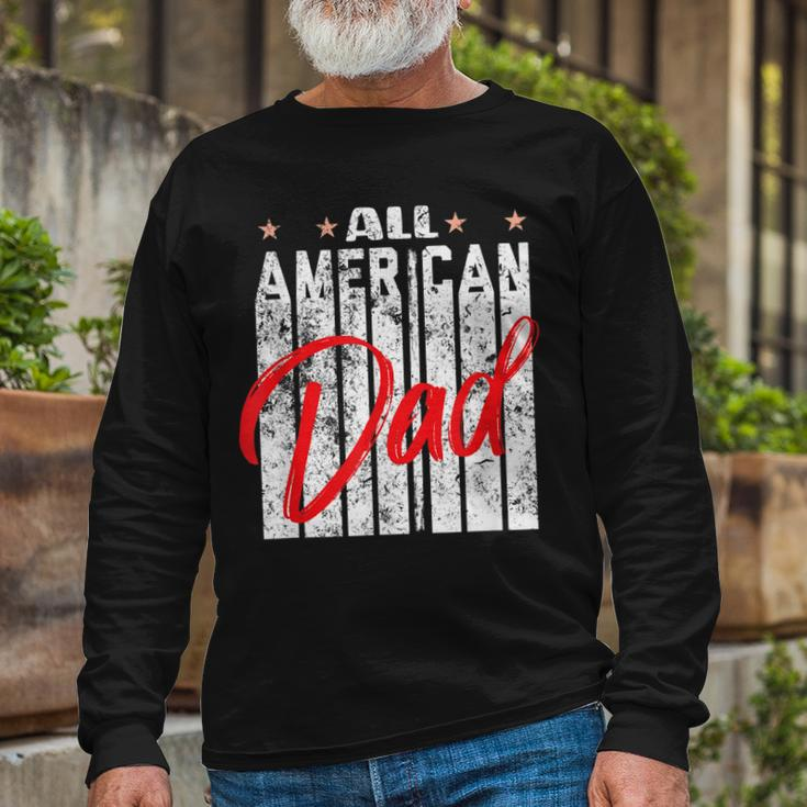 All American Dad Retro 4Th Of July Cool & Melanin Art Long Sleeve T-Shirt Gifts for Old Men