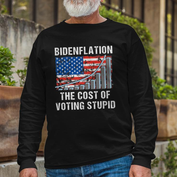 American Flag With Inflation Graph Biden Flation Long Sleeve T-Shirt T-Shirt Gifts for Old Men