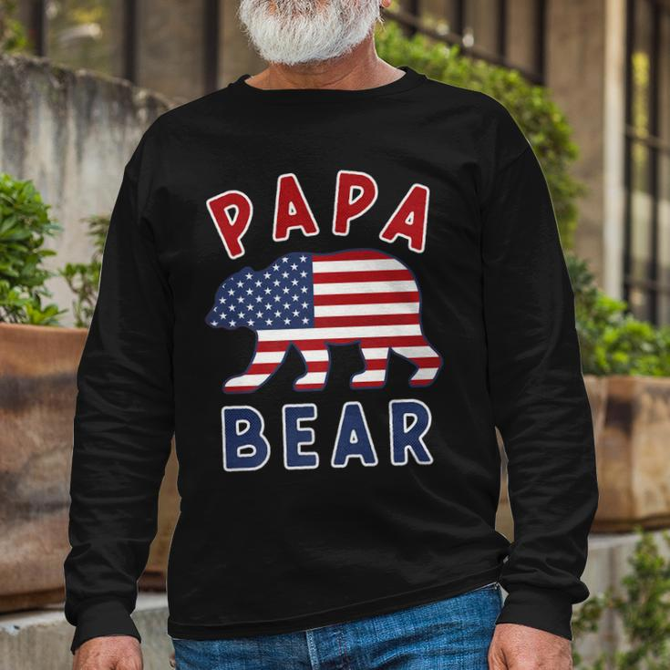 American Flag Papa Bear 4Th Of July Usa Patriotic Dad V2 Long Sleeve T-Shirt Gifts for Old Men