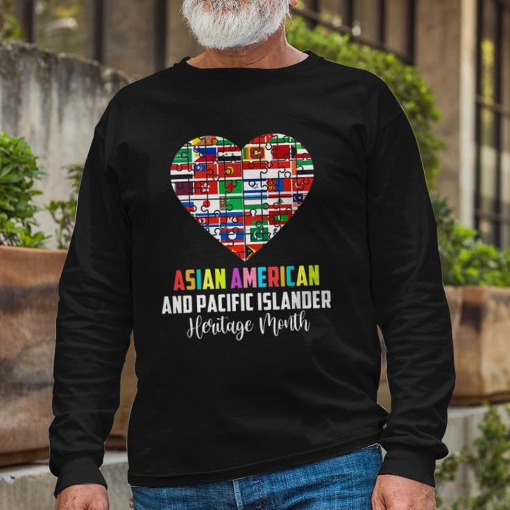 Asian American And Pacific Islander Heritage Month Heart Long Sleeve T-Shirt T-Shirt Gifts for Old Men