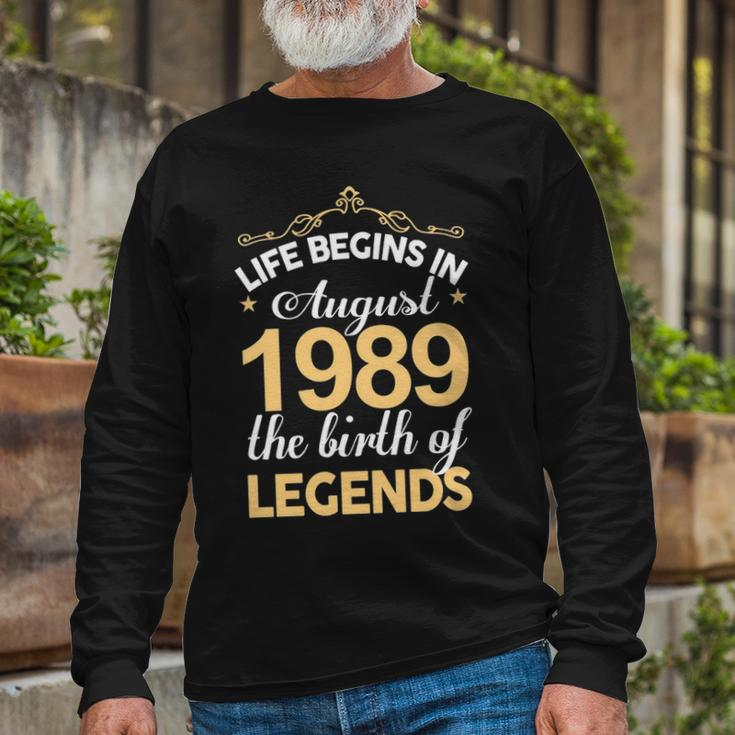 August 1989 Birthday Life Begins In August 1989 V2 Long Sleeve T-Shirt Gifts for Old Men