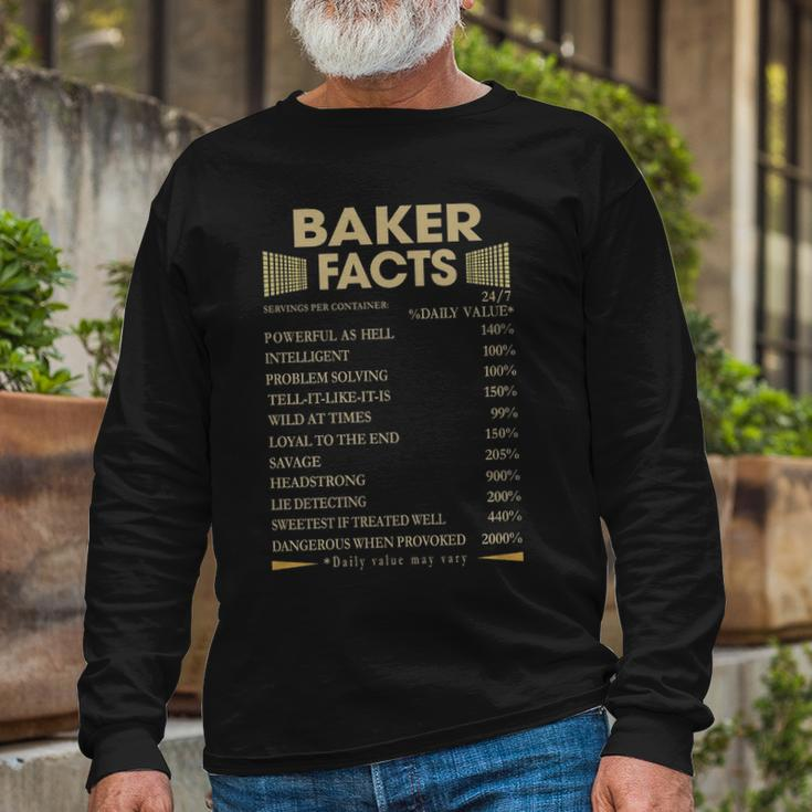 Baker Name Baker Facts Long Sleeve T-Shirt Gifts for Old Men