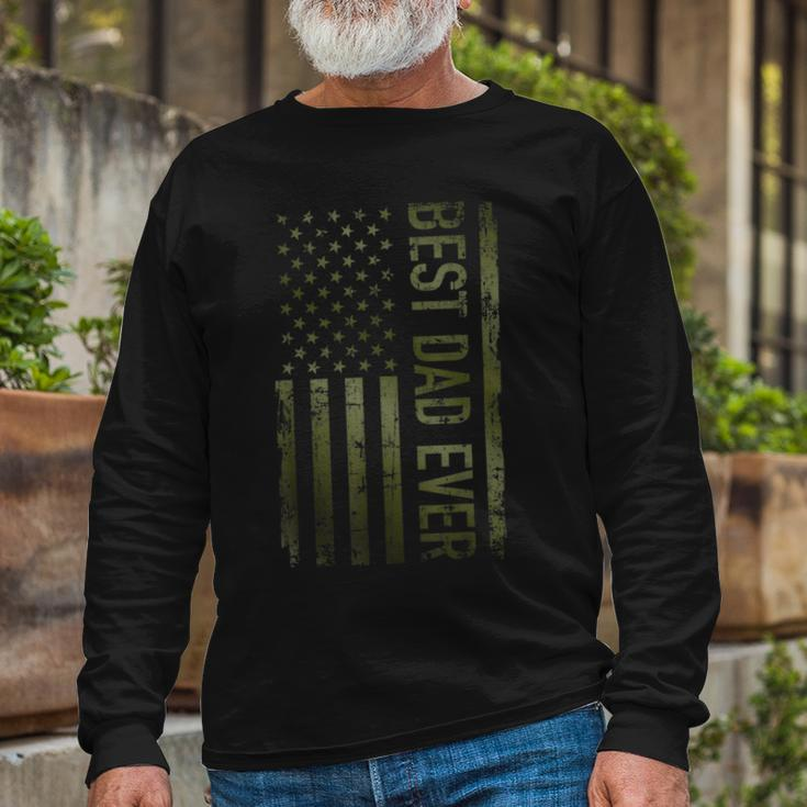 Best Dad Ever American Military Camouflage Flag Father Long Sleeve T-Shirt Gifts for Old Men