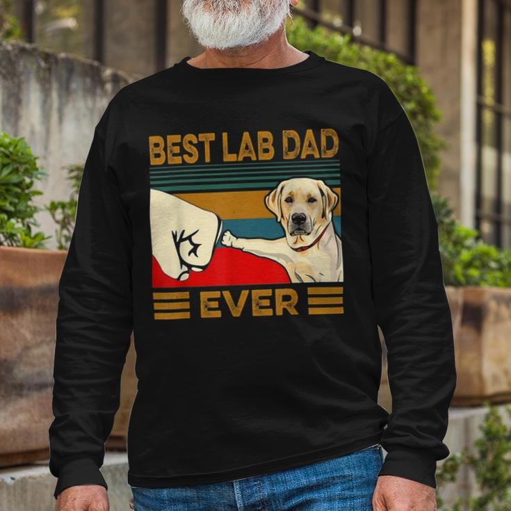 Best Lab Dad Ever Retro Vintage Long Sleeve T-Shirt Gifts for Old Men