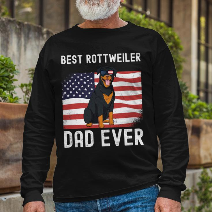 Best Rottweiler Dad Ever American Flag 4Th Of July Rottie Long Sleeve T-Shirt Gifts for Old Men