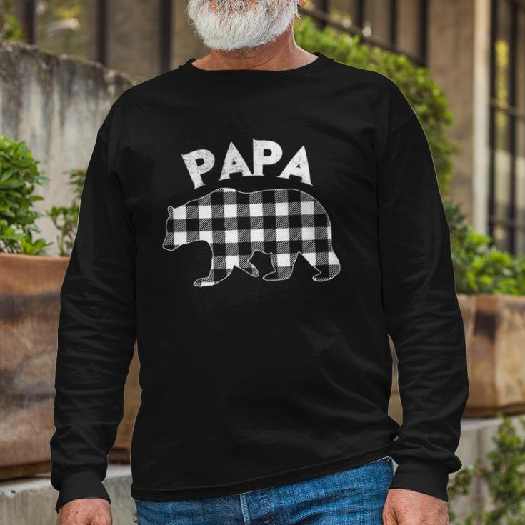 Black And White Buffalo Plaid Papa Bear Christmas Pajama Long Sleeve T-Shirt T-Shirt Gifts for Old Men