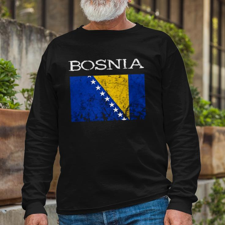 Bosnia-Herzegovina Bosnian Flag Bosnian Pride Bosnian Roots Long Sleeve T-Shirt Gifts for Old Men