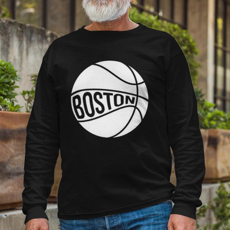 Boston Retro City Massachusetts State Basketball Long Sleeve T-Shirt T-Shirt Gifts for Old Men