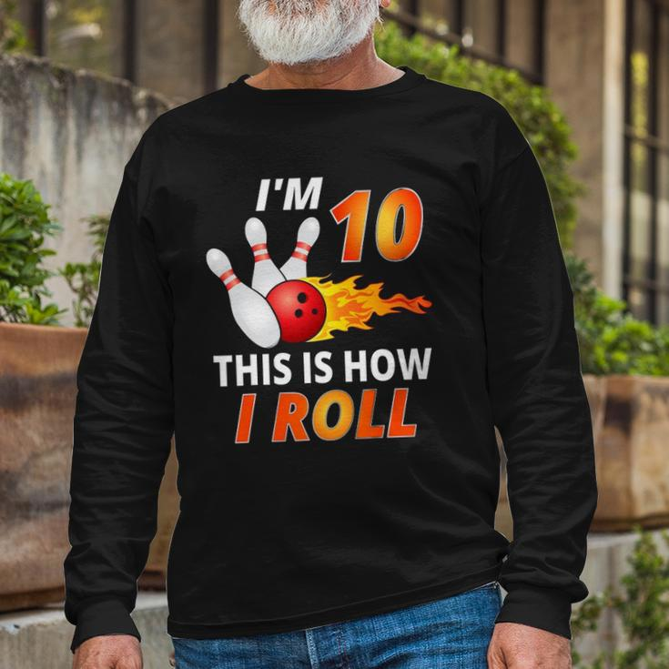 Bowling Birthday 10 Years Old Boy Tee Bowler Girl Long Sleeve T-Shirt T-Shirt Gifts for Old Men