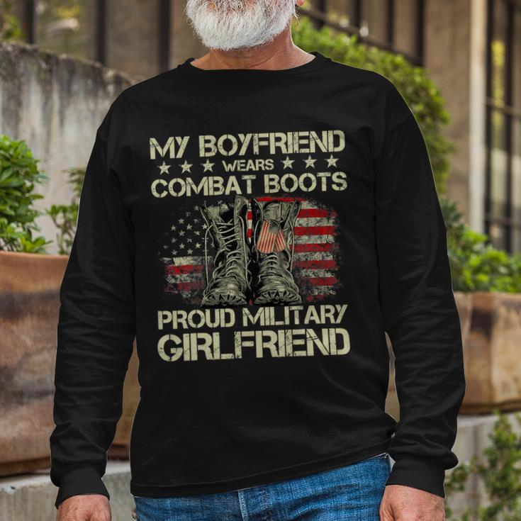 My Boyfriend Wears Combat Boots Proud Military Girlfriend T-Shirt Long Sleeve T-Shirt Gifts for Old Men
