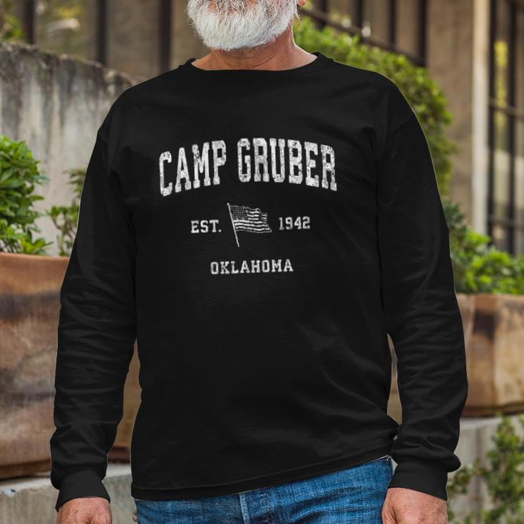 Camp Gruber Oklahoma Ok Vintage Us Flag Sports Tee Long Sleeve T-Shirt T-Shirt Gifts for Old Men