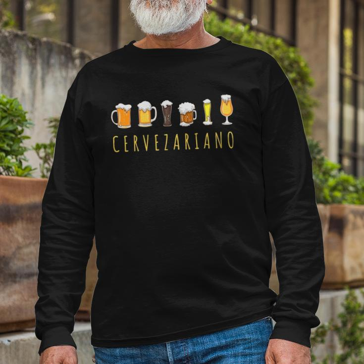 Cervezariano Mexican Beer Cerveza Long Sleeve T-Shirt Gifts for Old Men
