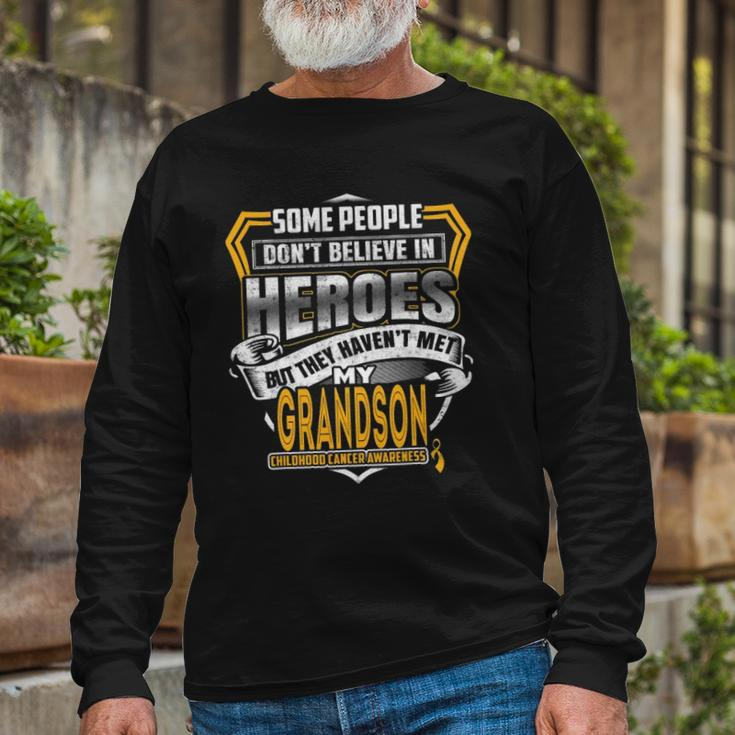 Childhood Cancer Warrior I Wear Gold For My Grandson Long Sleeve T-Shirt T-Shirt Gifts for Old Men