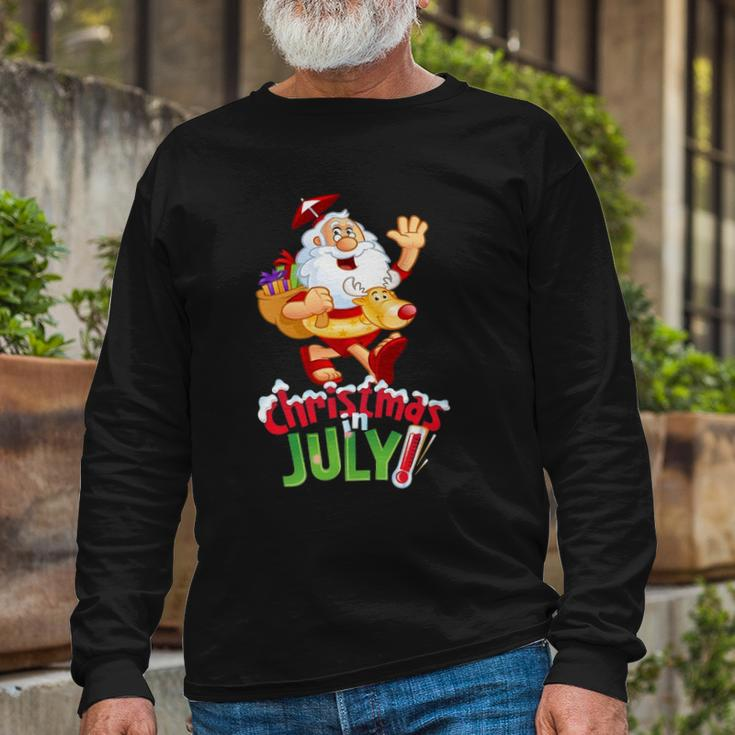 Christmas In July Summer Reindeer Float Xmas Long Sleeve T-Shirt T-Shirt Gifts for Old Men