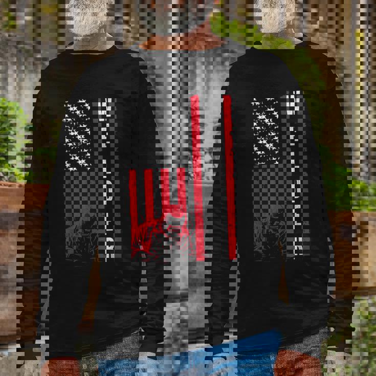 Cool Welding Us Flag Art For Welder Welding Lover Long Sleeve T-Shirt T-Shirt Gifts for Old Men