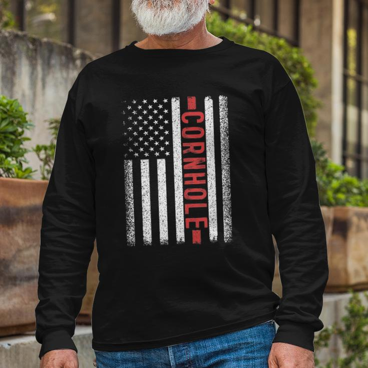 Cornhole American Flag 4Th Of July Bags Player Novelty Long Sleeve T-Shirt T-Shirt Gifts for Old Men