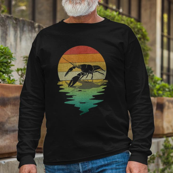 Crayfish Sunset Retro Vintage 70S Crawfish Nature Lover Long Sleeve T-Shirt T-Shirt Gifts for Old Men