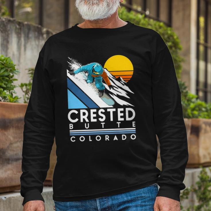 Crested Butte Colorado Retro Snowboard Long Sleeve T-Shirt T-Shirt Gifts for Old Men