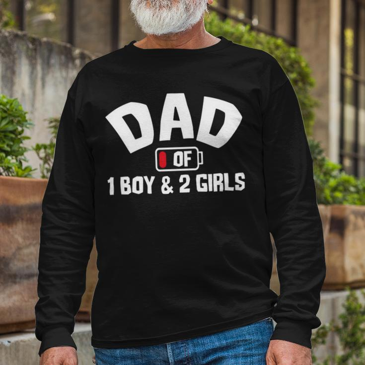 Dad Of One Boy And Two Girls Long Sleeve T-Shirt Gifts for Old Men