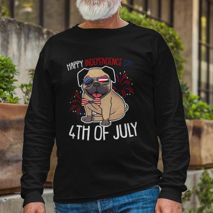 Dog Pug Happy 4Th Of July Usa American Flag Merica Long Sleeve T-Shirt T-Shirt Gifts for Old Men