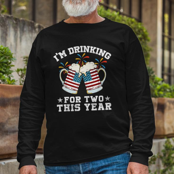 Im Drinking For Two This Year Pregnancy 4Th Of July Long Sleeve T-Shirt T-Shirt Gifts for Old Men
