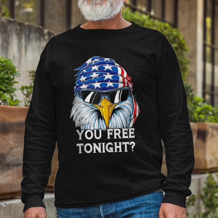 Eagle Women Men Vintage 4Th Of July You Free Tonight Long Sleeve T-Shirt Gifts for Old Men