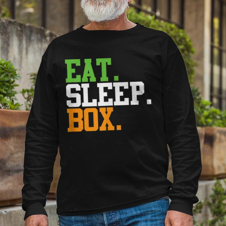 Eat Sleep Box Irish Pride Boxing Long Sleeve T-Shirt Gifts for Old Men