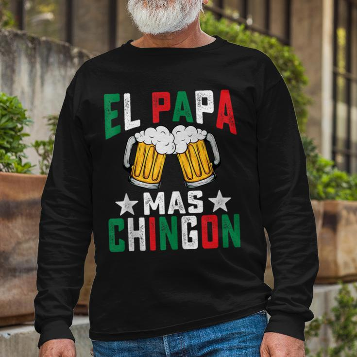 El Papa Mas Chingon Mexican Dad Husband Regalo Flag V2 Long Sleeve T-Shirt Gifts for Old Men