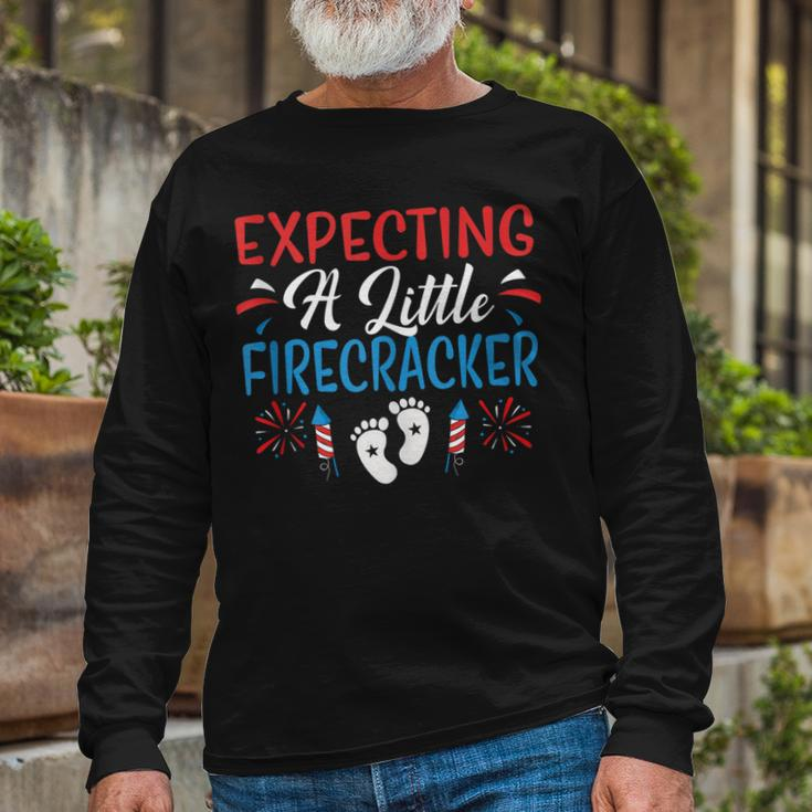 Expecting A Little Firecracker 4Th Of July Pregnancy Baby Long Sleeve T-Shirt Gifts for Old Men