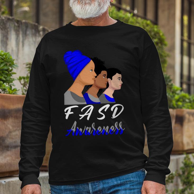 Fasd Awareness Blue And Grey Women Fetal Alcohol Spectrum Disorder Fetal Alcohol Spectrum Disorder Awareness Unisex Long Sleeve Gifts for Old Men