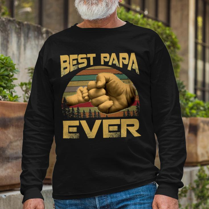Father Grandpa Best Papa Ever Retro Vintage 54 Dad Long Sleeve T-Shirt Gifts for Old Men