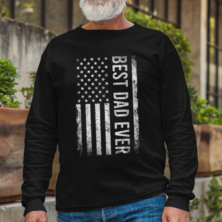 Fathers Day Best Dad Ever American Flag Long Sleeve T-Shirt T-Shirt Gifts for Old Men