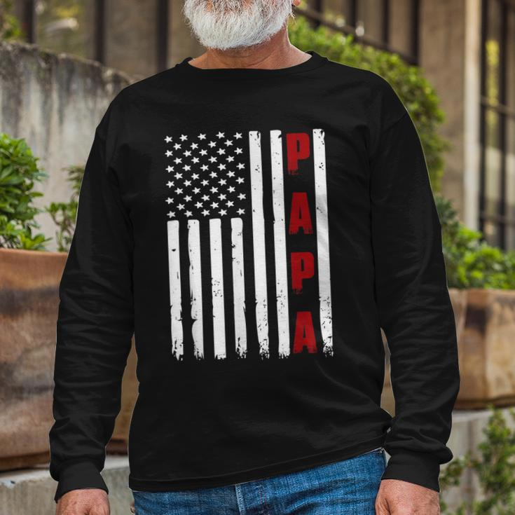 Fathers Day Best Dad Ever Usa American Flag Long Sleeve T-Shirt T-Shirt Gifts for Old Men