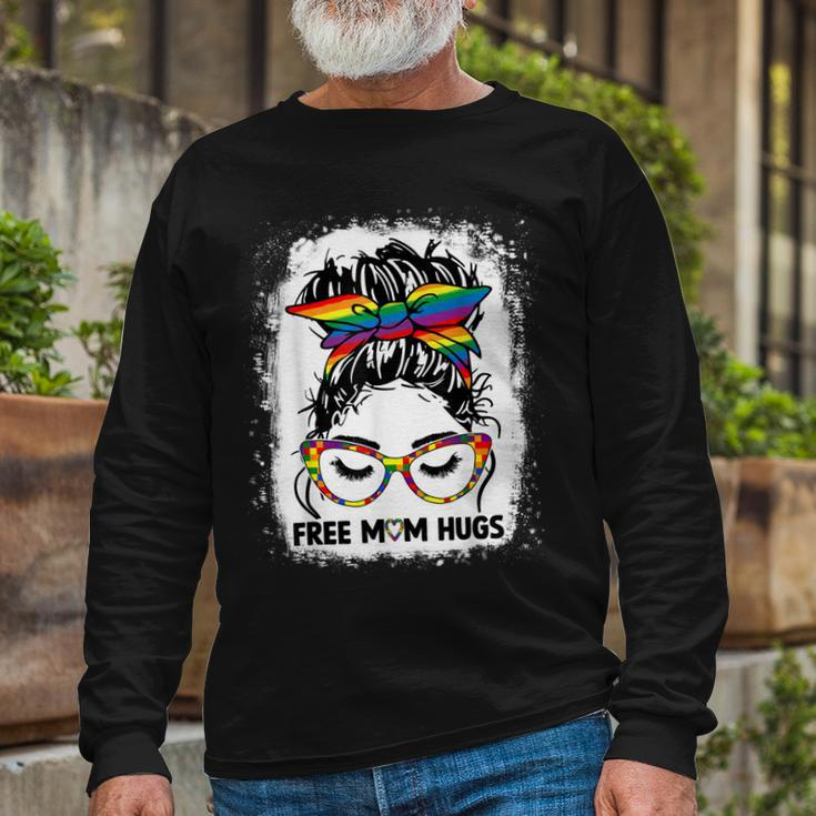 Free Mom Hugs Messy Bun Lgbt Pride Rainbow V2 Long Sleeve T-Shirt T-Shirt Gifts for Old Men