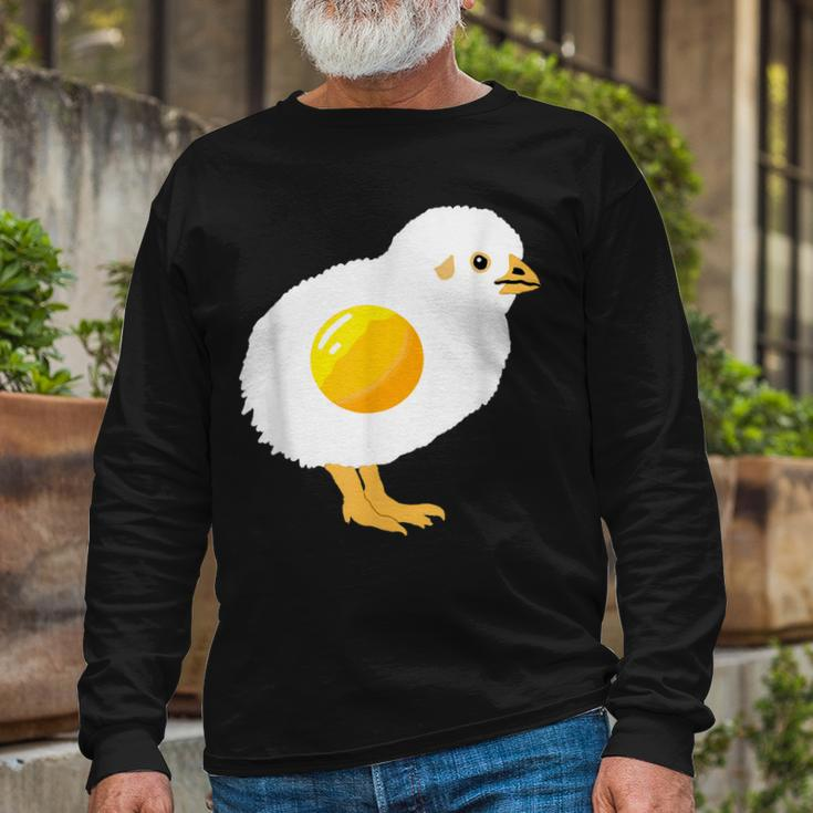 Fried Egg Chicken Sunny Side Up Egg Yolk Breakfast Food Long Sleeve T-Shirt Gifts for Old Men