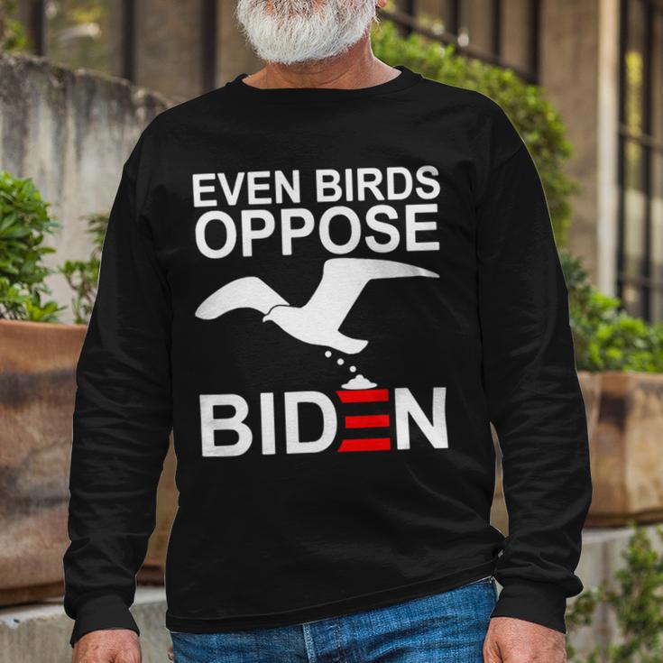 Funny Even Birds Oppose Biden Unisex Long Sleeve Gifts for Old Men