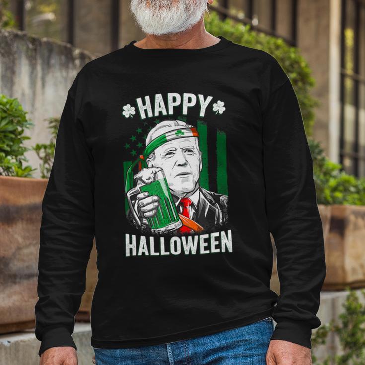 Funny Leprechaun Biden Happy Halloween For St Patricks Day Unisex Long Sleeve Gifts for Old Men