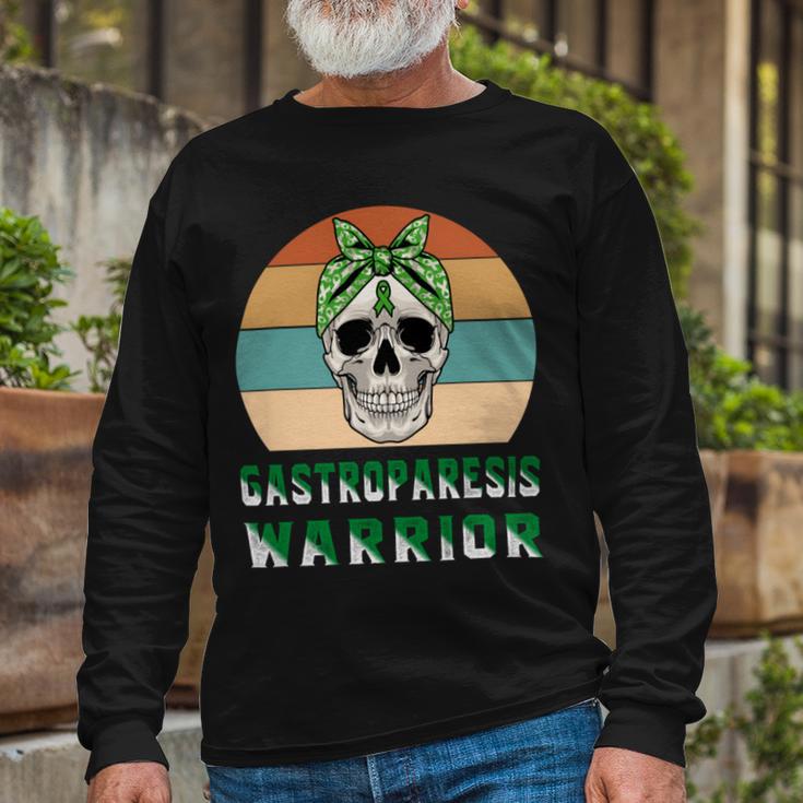 Gastroparesis Warrior Skull Women Vintage Green Ribbon Gastroparesis Gastroparesis Awareness Unisex Long Sleeve Gifts for Old Men