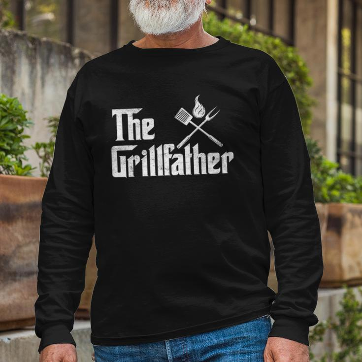 The Grillfather Dad Bbq Long Sleeve T-Shirt T-Shirt Gifts for Old Men